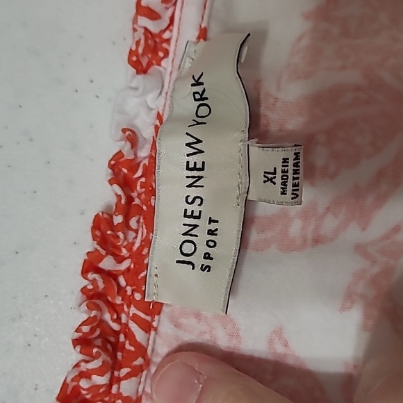 💥3for$12💥 Jones New York Orange & White Design Blouse size XL - Picture 3 of 8